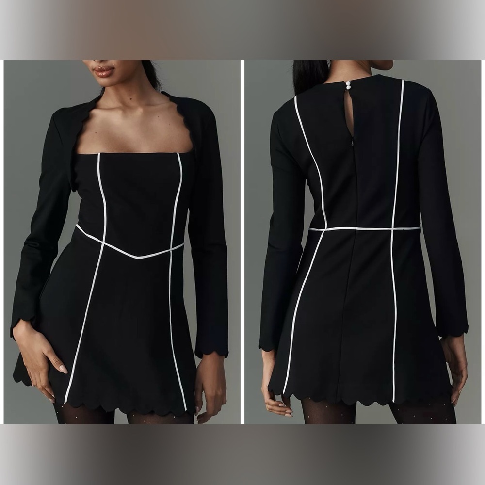 Anthropologie Black and White Mini Holiday Party Dress
